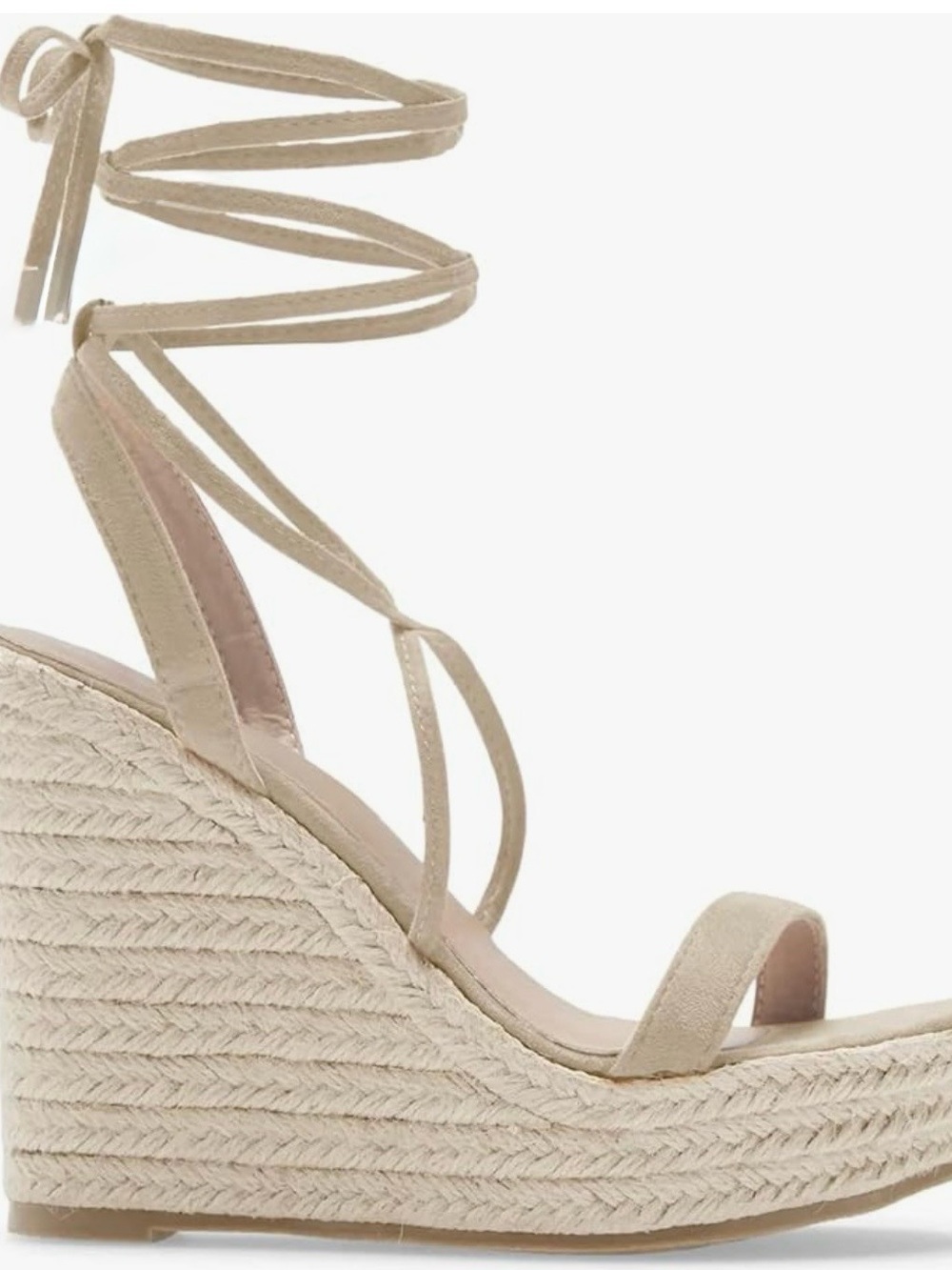 Lace-Up Espadrille Wedge Sandal - Beige